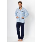 M Max 188574 pánské pyžamo dlouhé propínací modré