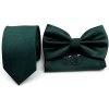 Kravata Plaid set kravata motýlek, kapesník a manžetové knoflíčky tmavě zelený