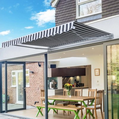 Outsunny Kloubová markýza 3,5 x 2,5 m šedá + bílá – Zbozi.Blesk.cz