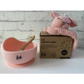 Mamigo Dětská silikonová miska Luli s přísavkou a lžičkou růžová 350 ml