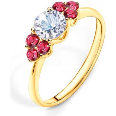 Savicky zásnubní prsten Fairytale žluté zlato bílý safír rubíny PI Z FAIR63 – Zboží Mobilmania