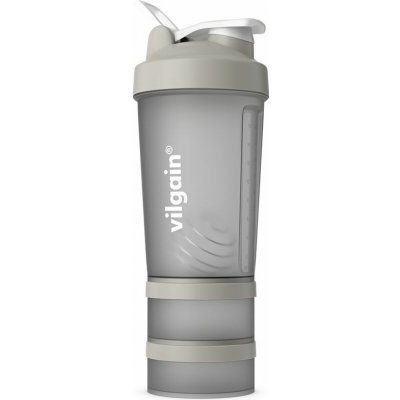 Vilgain Shaker Pro 2Go –⁠ stylový shaker se dvěma zásobníky, kovovou spirálou a praktickým poutkem, na protein či tablety – Zboží Dáma