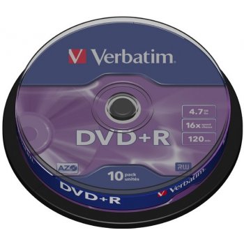 Verbatim DVD+R 4,7GB 16x, Advanced AZO+, cakebox, 10ks (43498)