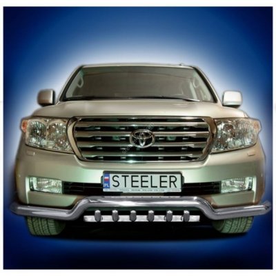 Přední ochranný rám - nízký se zuby Toyota Land Cruiser V8 2007 - 2012 Leštěný nerez