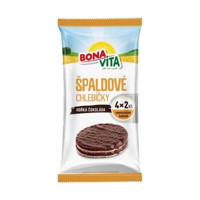Bonavita špaldové chlebíčky hořká čokoláda 4 x 2 ks 128 g – Zboží Dáma