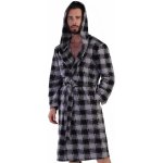 šedý strakatý hřejivý pánský župan teplý fleece s kapucí 1z1592 šedá – Zboží Dáma