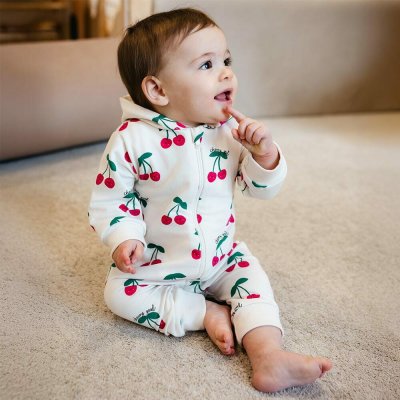 Dívčí overal bez ťapek ecru s třešněmi – Zboží Dáma