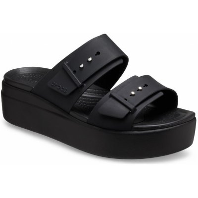 Crocs Brooklyn Buckle Low Wedge dámské sandály na platformě, módní obuv black