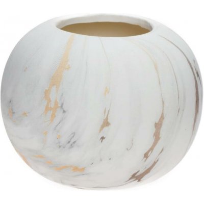 VÁZA MRAMOR KERAMIKA 18x18x14CM BIELO ZLATÁ – Hledejceny.cz