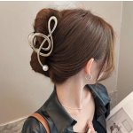 Velká spona do vlasů - houslový klíč ve stříbrné barvě – Zboží Mobilmania