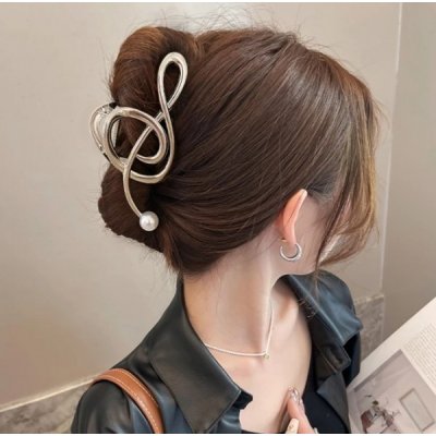 Velká spona do vlasů - houslový klíč ve stříbrné barvě – Zboží Mobilmania