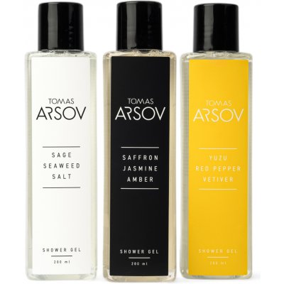 Tomas Arsov Yuzu Red Pepper Vetiver Sprchový gel 200 ml + Sage Seaweed Salt Sprchový gel 200 ml + Saffron Jasmine Amber Sprchový gel 200 ml set – Zboží Dáma