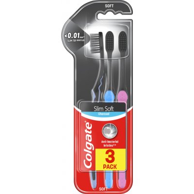 Colgate Zubní kartáček Charcoal Slim Soft 3 ks – Zboží Mobilmania