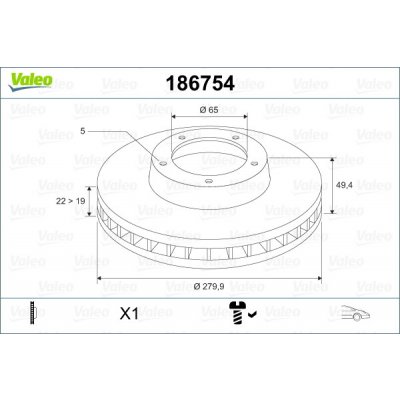 VALEO Brzdový kotouč 186754 – Hledejceny.cz