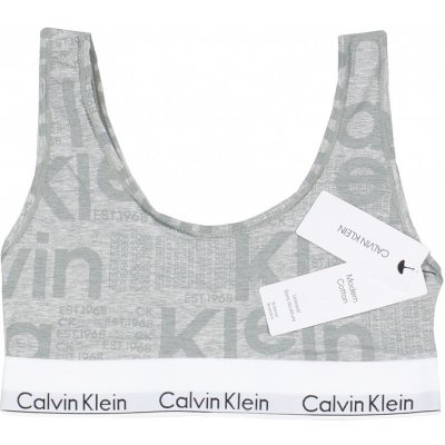 Calvin Klein bralette korzet Logo print šedá – Zboží Dáma