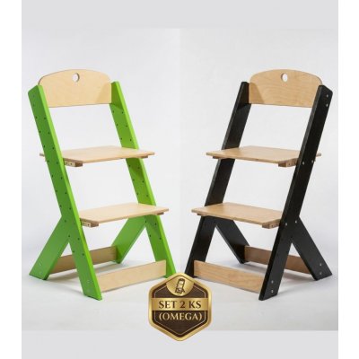 Lucas Wood Style rostoucí židle OMEGA III set 2 ks černá + zelená – Zboží Dáma