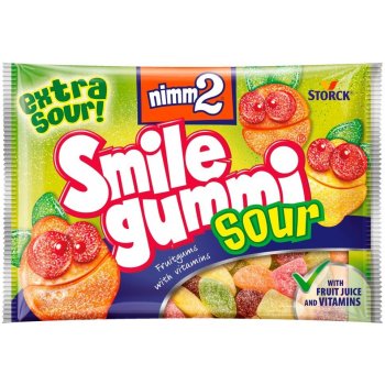 Nimm2 Smile Gummi Sour- kyselé ovocné gumové bonbóny 100 g od 20 Kč -  Heureka.cz