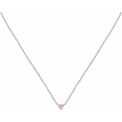 La Petite Story Stříbrný náhrdelník s růžovým srdíčkem LPS10AWV16 – Zboží Mobilmania