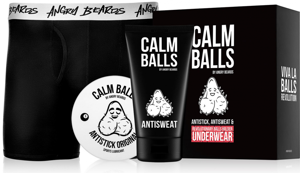 Angry Beards Antistick na intimní partie 100 ml + Antisweat deodorant na intimní partie 150 ml + trenky dárková sada