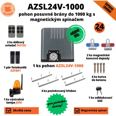 AZSL24V-1000 - pohon posuvné brány do 1000 Kg, včetně záložních akumulátorů – Zboží Mobilmania