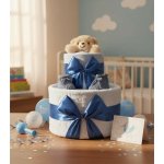 Brumlík dvoupatrový plenkový dort Medvídek modrá – Sleviste.cz