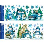 Anděl Přerov s.r.o. Okenní fólie vánoční - pruh s glitry sněhuláci 53 x 20cm – Hledejceny.cz