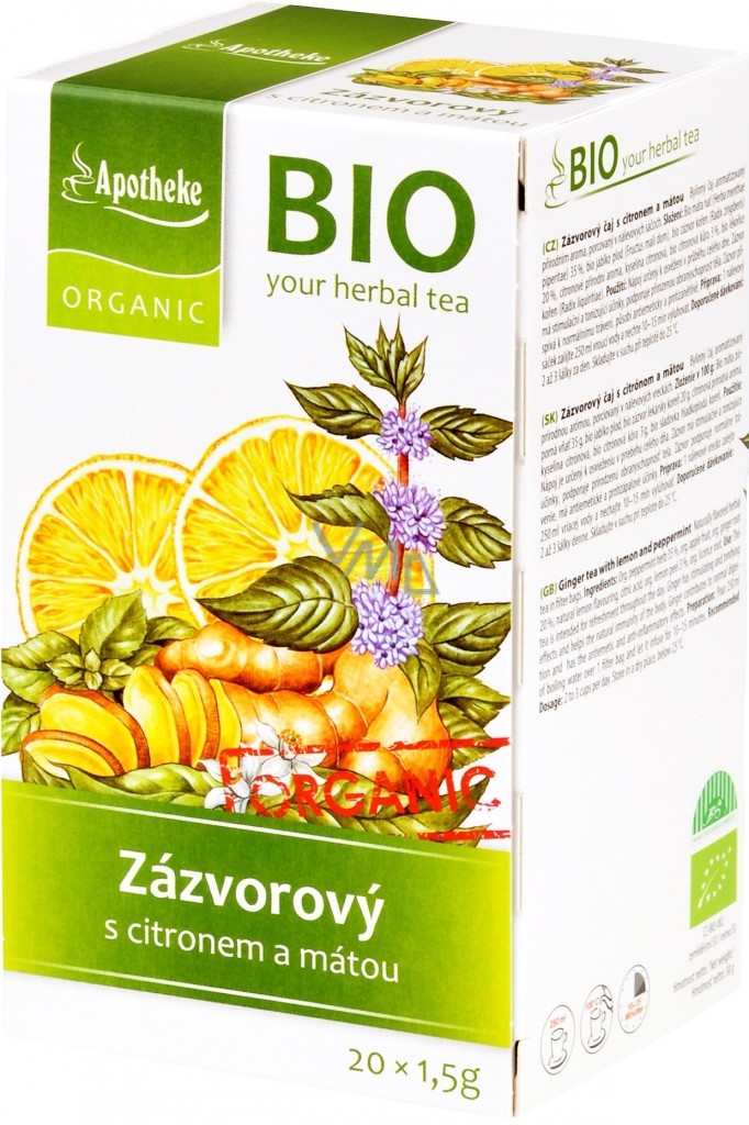 Apotheke Mediate BIO Zázvor s citronem a mátou čaj 20 x 1,5 g