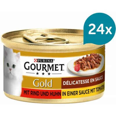 Gourmet Gold Délicatesse en Sauce hovězí a kuřecí 24 x 85 g