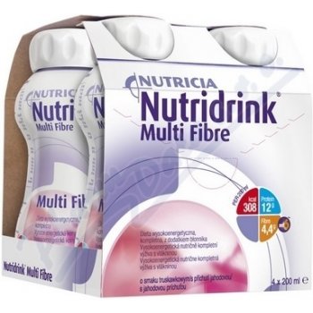 NUTRIDRINK MULTI FIBRE S PŘÍCHUTÍ JAHODOVOU POR SOL 4X200ML