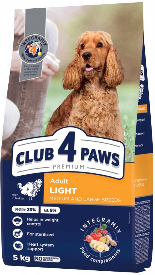 Club4Paws Premium Light adult dogs medium and large breeds sterilised turkey 5 kg