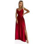 Numoco CHIARA saténové dlouhé šaty na ramínka červená – Zboží Mobilmania