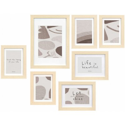 Giftdecor Nástěnné fotorámečky Mural, 7 rámečků různých velikostí, béžové – Hledejceny.cz