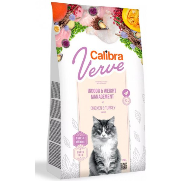 Krmivo pro kočky Calibra Verve Grain Free Indoor&Weight Chicken 7 kg