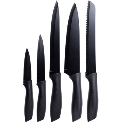 EH Excellent Houseware Černé nože z nerezové oceli 5 ks, sada kuchyňských nožů s unikátním designem – Zboží Mobilmania