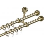 OK-GarnýžeCZ Garnýž kovová dvouřadá 16mm Koule mosaz 440 cm do stropu / kroužky s háčkem – Zboží Mobilmania