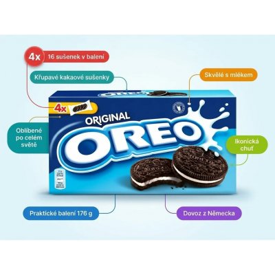 Oreo Original Kakaové sušenky s náplní s vanilkovou příchutí 176 g – Hledejceny.cz