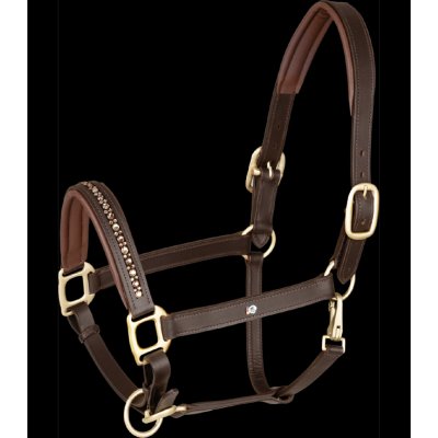 Waldhausen Kožená ohlávka X Line Crystal Hnědá/zlatá – Zboží Dáma