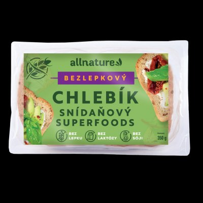 ALLNATURE Bezlepkový chlebík snídaňový superfoods 350 g – Zboží Dáma