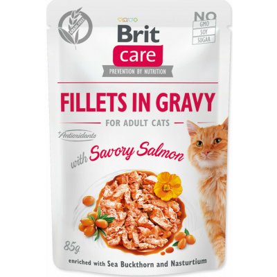 Brit Care Cat WET Fillets in Gravy with Savory Salmon 85 g – Zboží Mobilmania