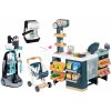 Dětský obchůdek Smoby Set obchod elektronický s chladničkou Maxi Market a úklidový vozík s vysavačem Rowenta a espresso kávovar se zvukem a světlem