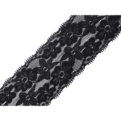 Prima-obchod Elastická krajka / vsadka šíře 60 mm, barva 1 černá