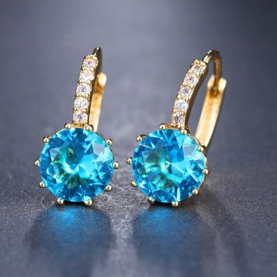 Sisi Jewelry Swarovski Elements Bernadette Topaz gold E1138 Světle modrá – Zboží Mobilmania