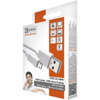 Emos SM7006W USB 2.0 A/M - micro B/M, 1m, bílý