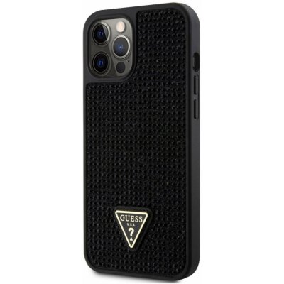 Pouzdro Guess Rhinestones Triangle Metal Logo iPhone 12/12 Pro černé