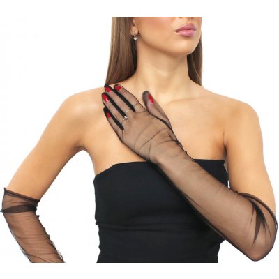 Prima obchod Dlouhé společenské rukavice tylové černá – Zboží Dáma