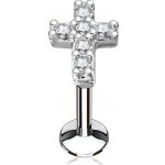 Šperky4U piercing do brady křížek čiré zirkony LB0027C – Hledejceny.cz