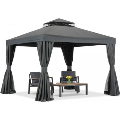 Garden Point Zahradní pavilon s moskytiérou a závěsy Valencia 3x3 antracit – Zbozi.Blesk.cz