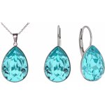 Swarovski Elements Pear stříbrná sada set souprava náušnice a přívěsek s řetízkem modrá slzička kapka 39169.4 Light Turquoise modrá světlá tyrkysová – Hledejceny.cz