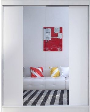 Kapol Camino II 150 cm s půleným zrcadlem a posuvnými dveřmi Matná bílá