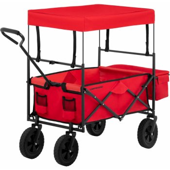 Uniprodo Skládací vozík se stříškou 100 kg červený UNI_CART_01